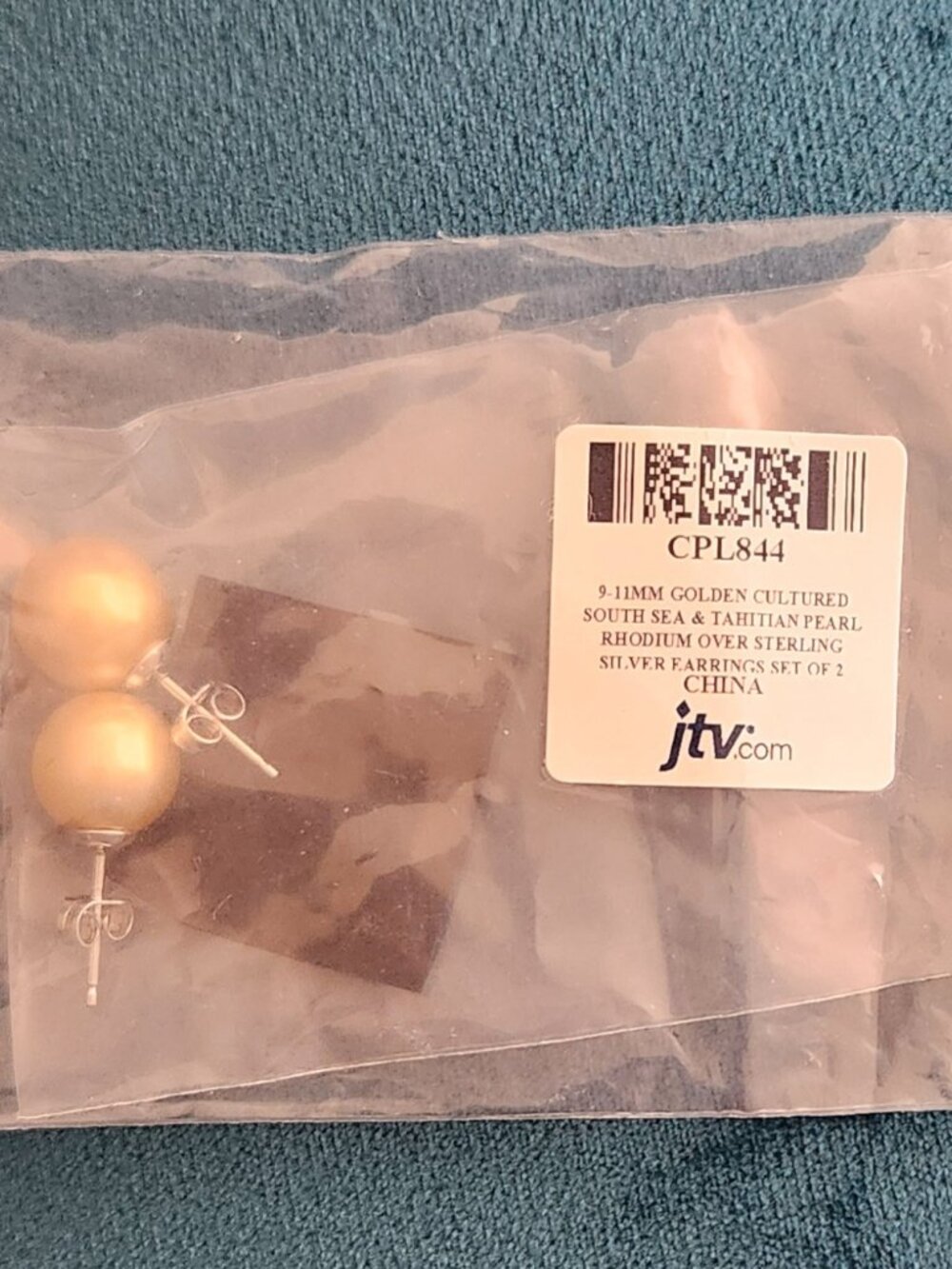 JTV Golden South Sea pearl stud earrings with Sterling Silver posts - Picture 2 of 7